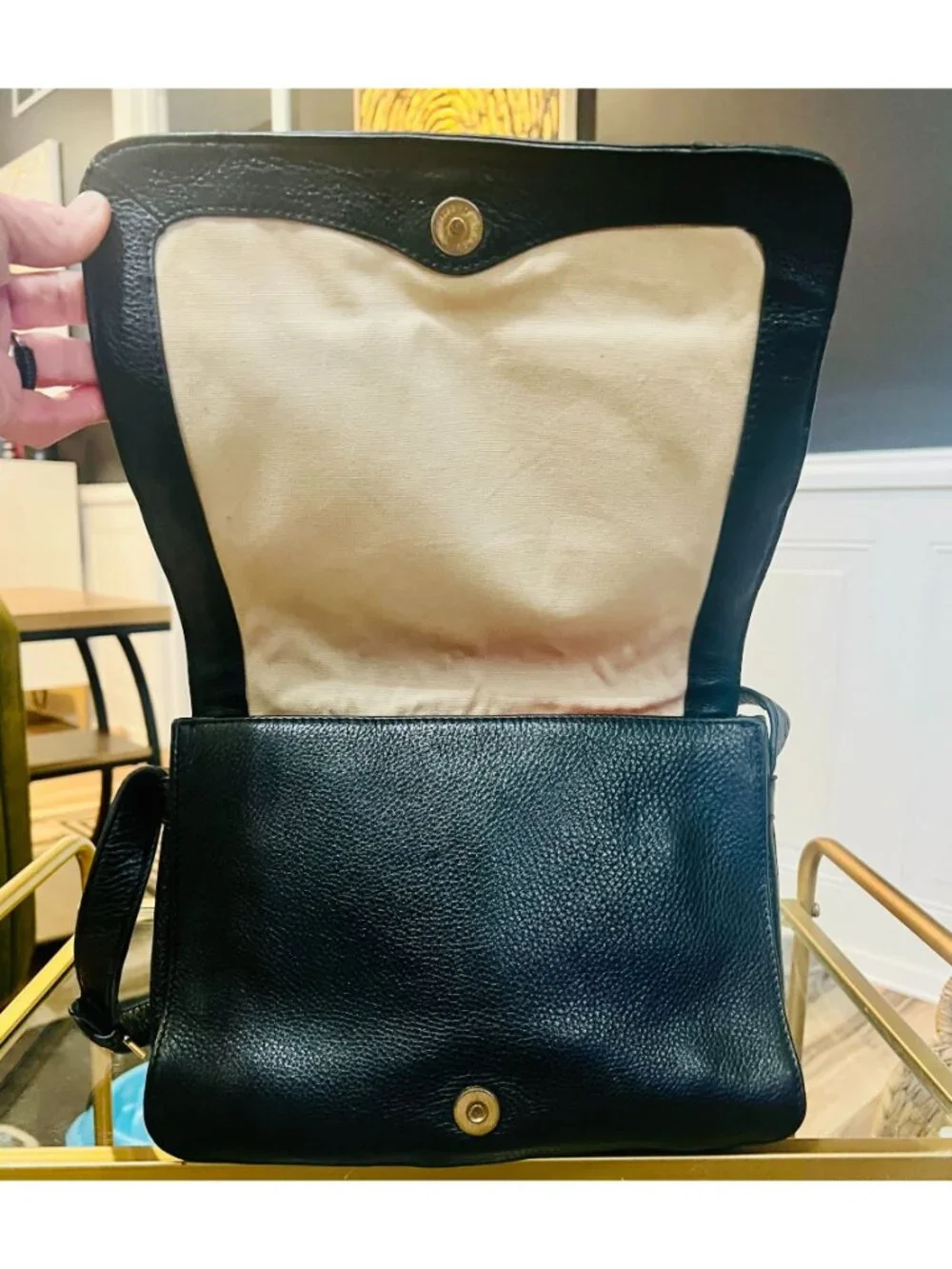 ✺ AUTHENTIC TORY BURCH BLACK LEATHER VINTAGE ROBINSON SHOULDER BAG WITH ADJUSTAB
